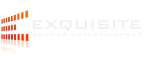 Exquisite sounds entertainment logo featuring Atlanta disc jockey.