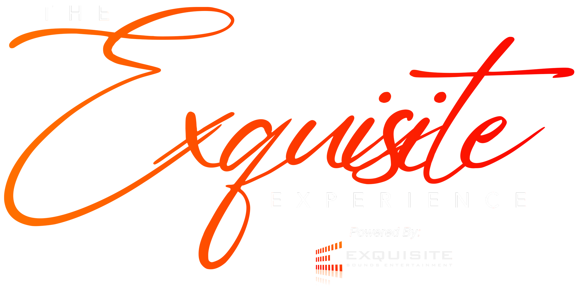 The experience logo with an orange background for photo booth rental in atlanta.
